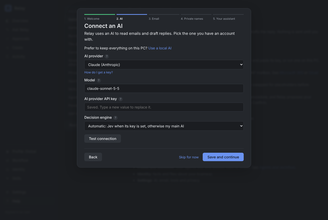 Connecting an AI in the wizard